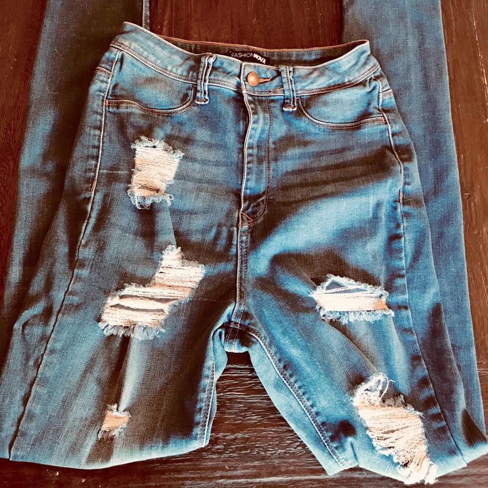 Classic High Waist Skinny Stretchy Destroyed Jean